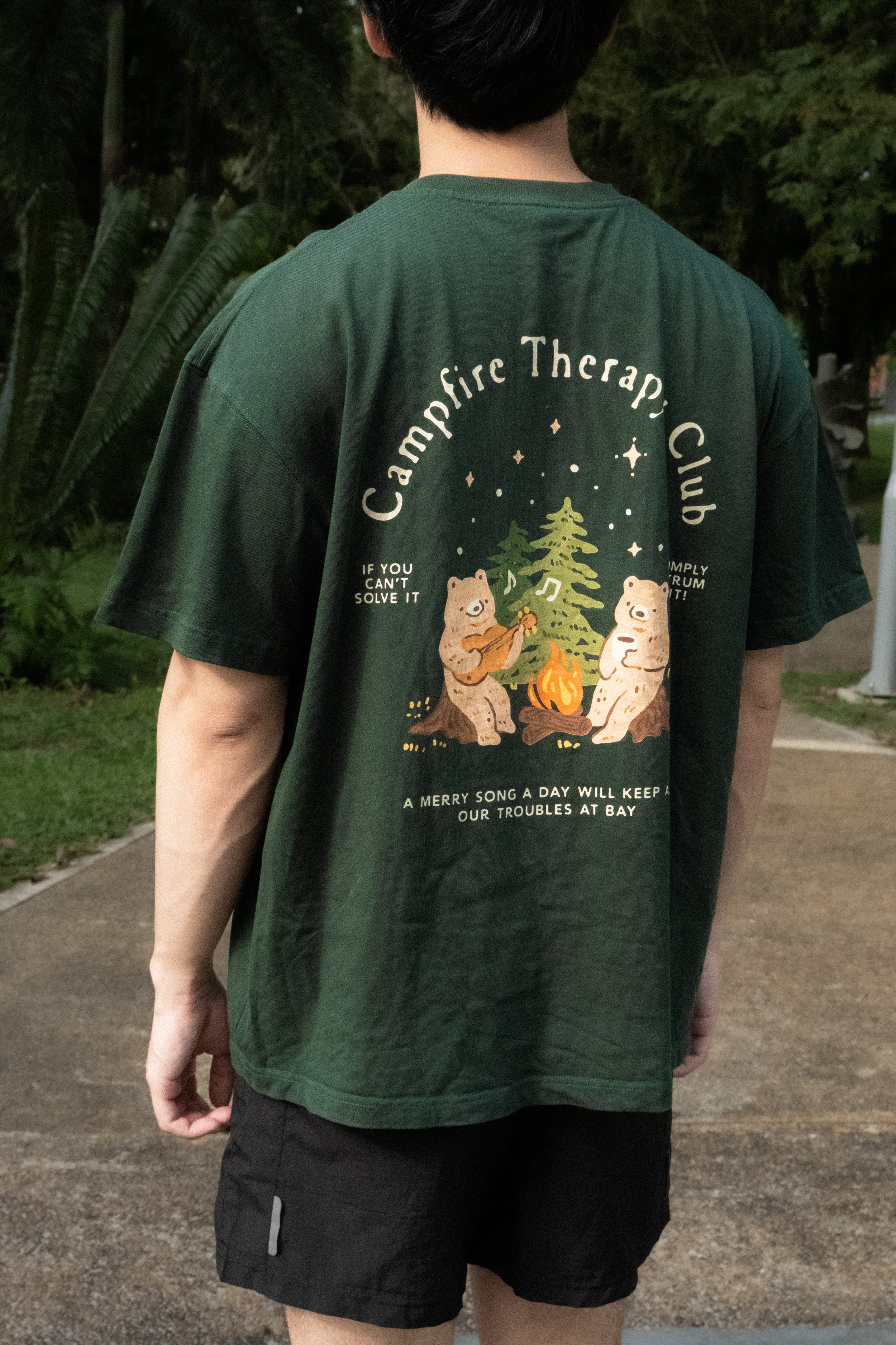 Campfire Therapy Club Oversized Shirt (Forest Green)