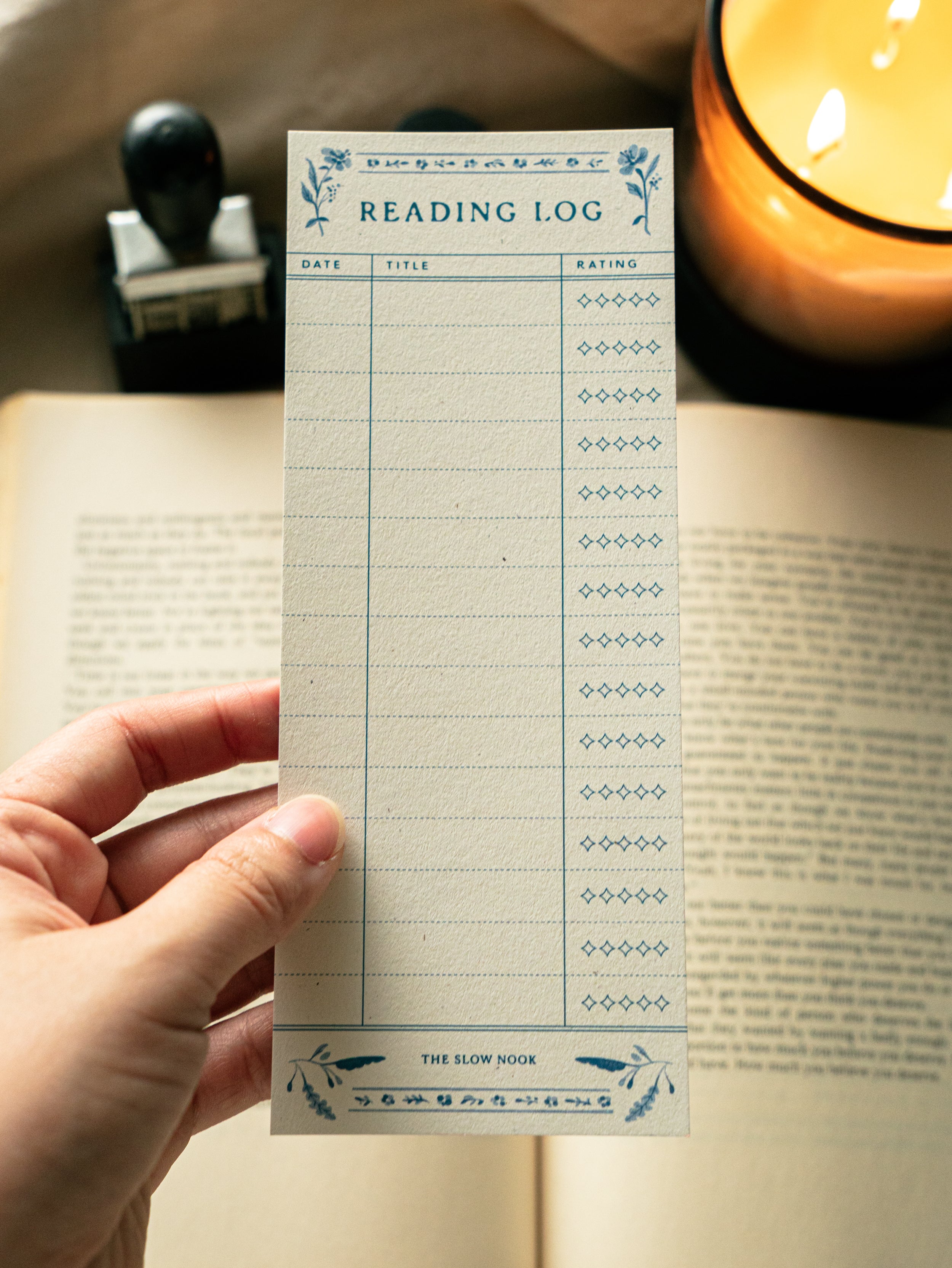 Set of 3 Reading Log Bookmark | Porcelain Blue