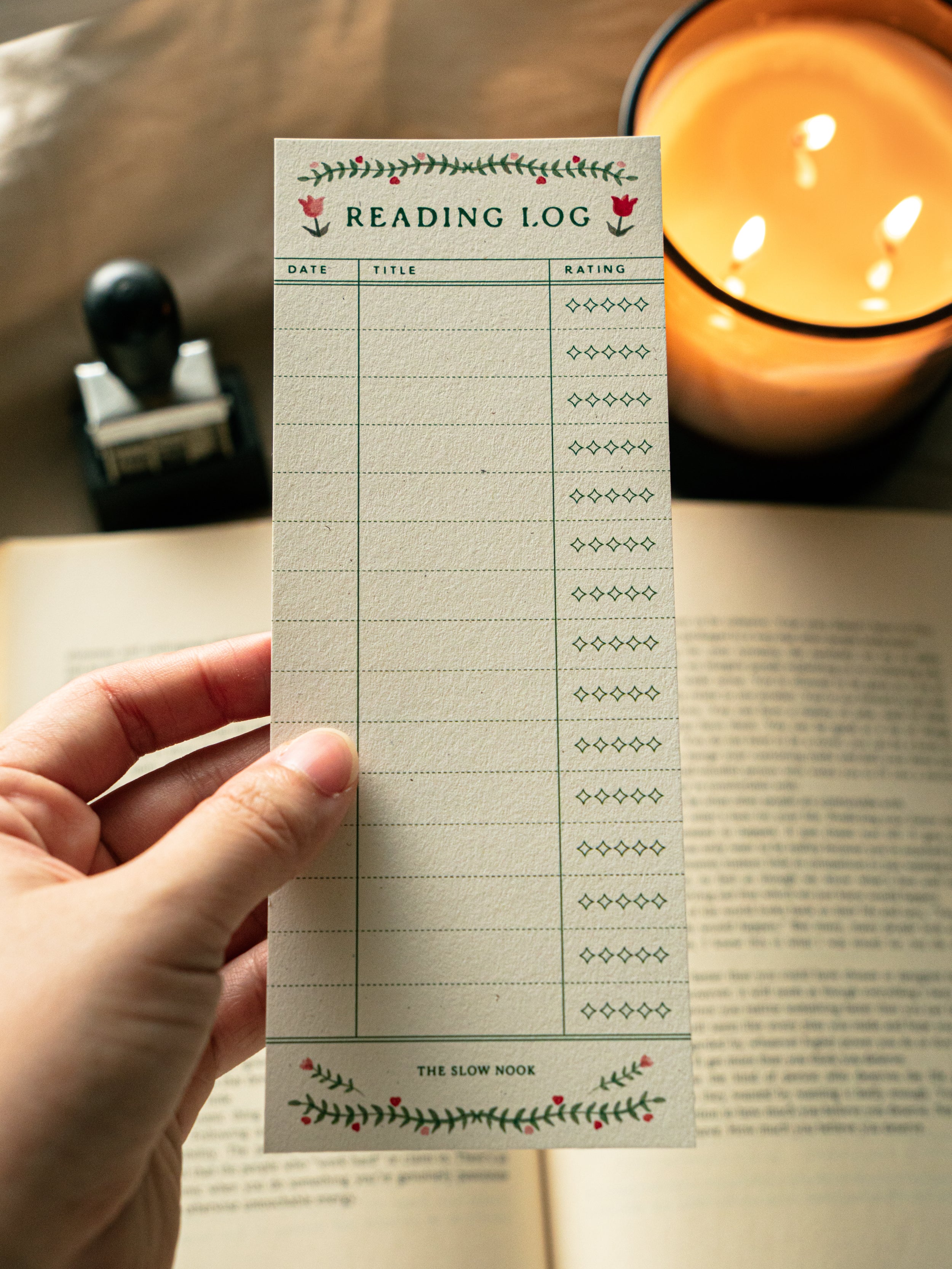 Set of 3 Reading Log Bookmark | Tulip Garden