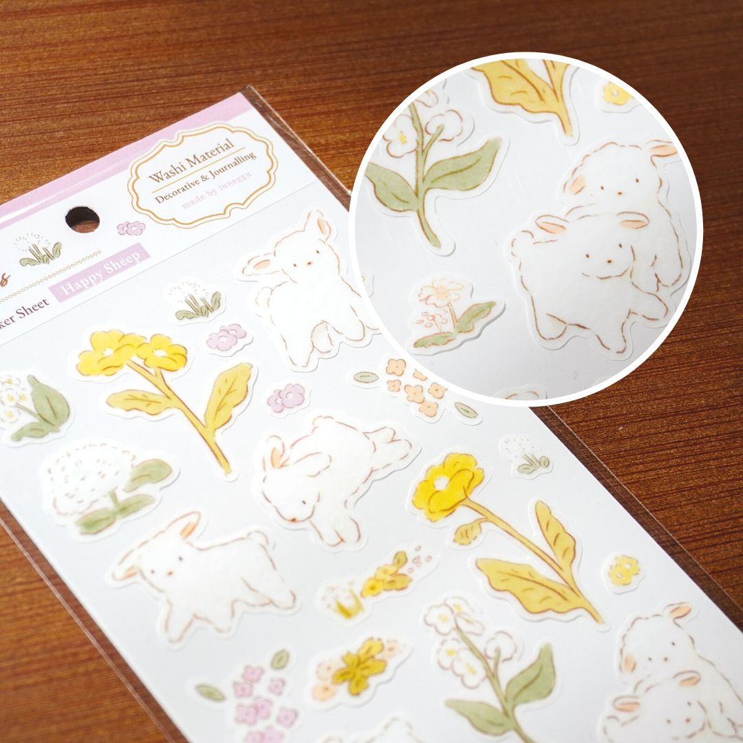 Washi Sticker Sheet | Happy Sheep