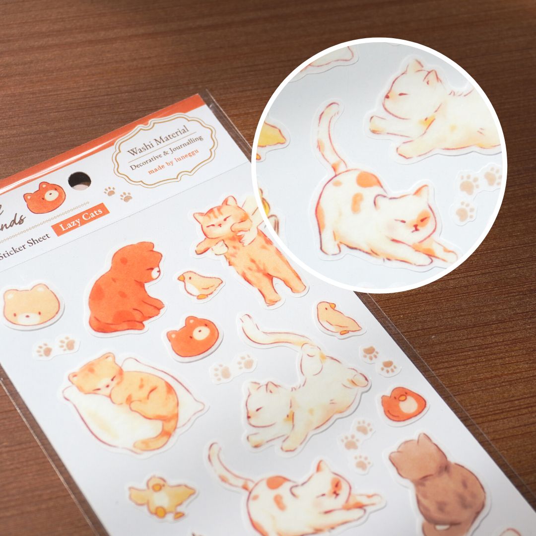 Washi Sticker Sheet | Lazy Cats