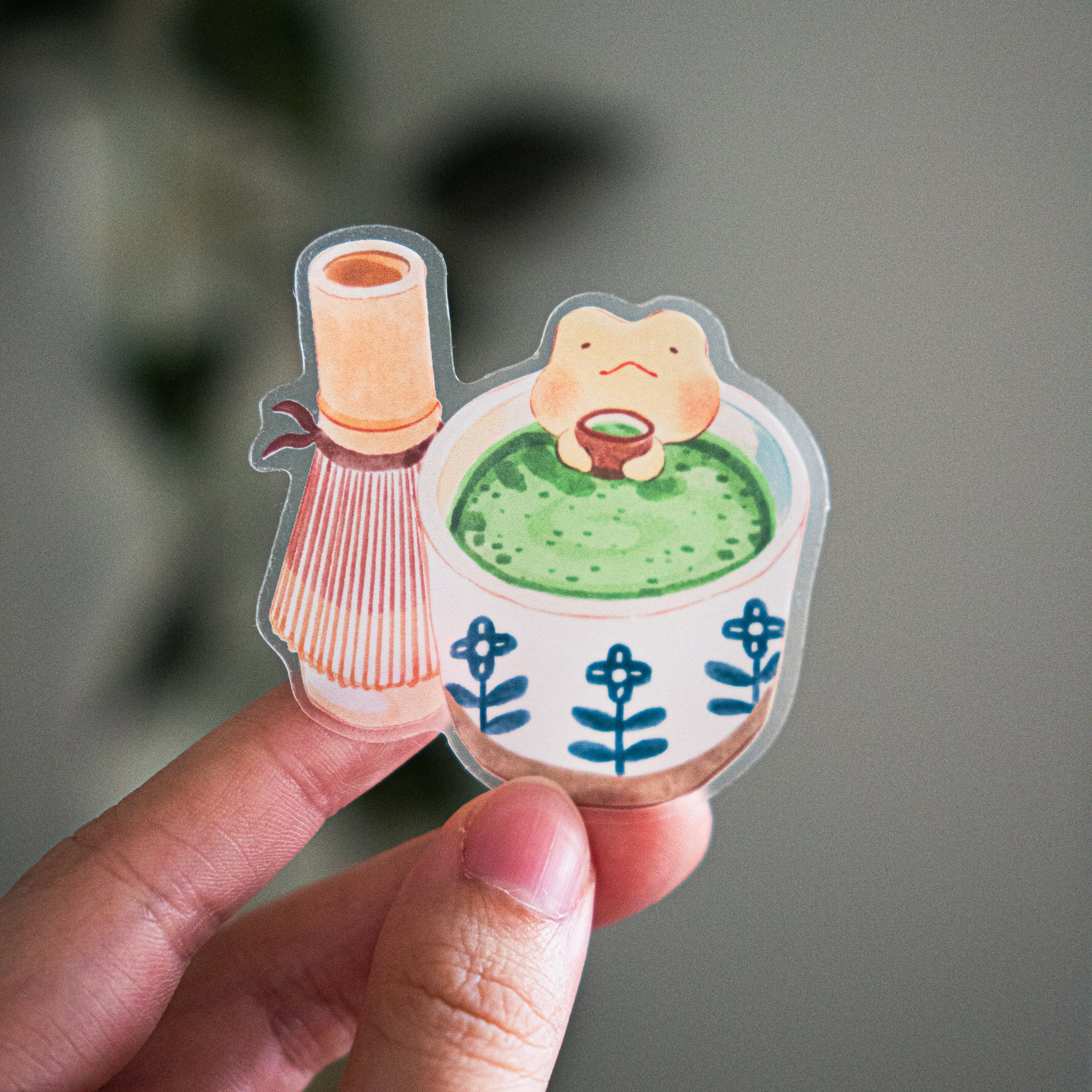 Transparent Vinyl Sticker | Matcha Frog
