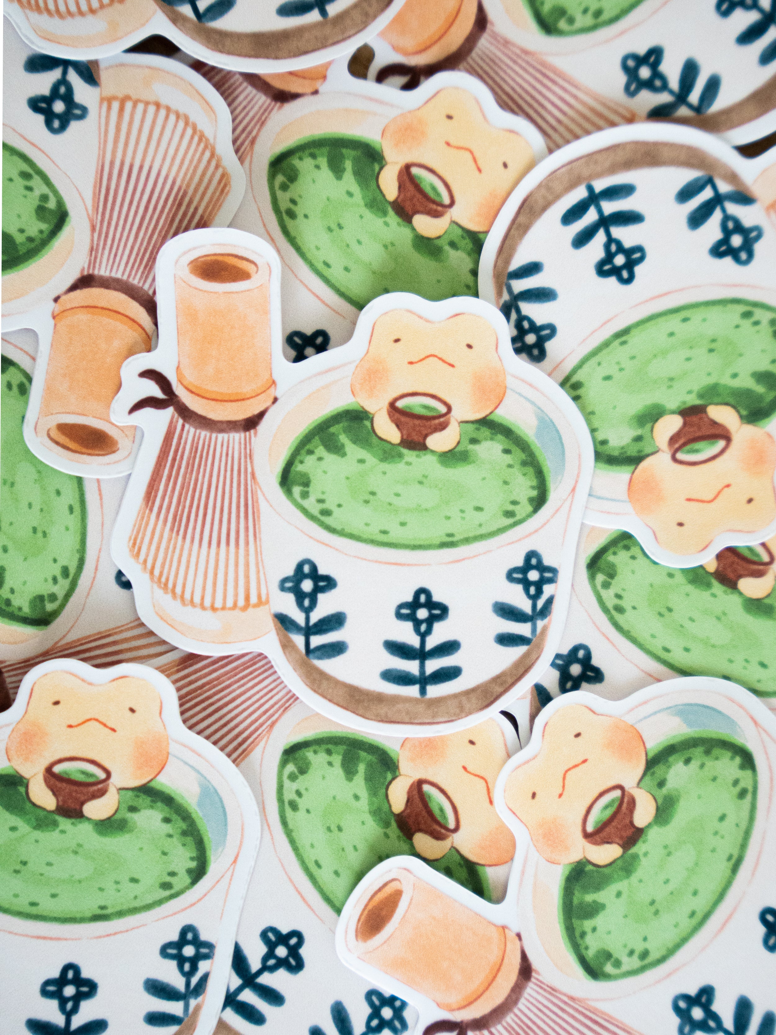 Transparent Vinyl Sticker | Matcha Frog