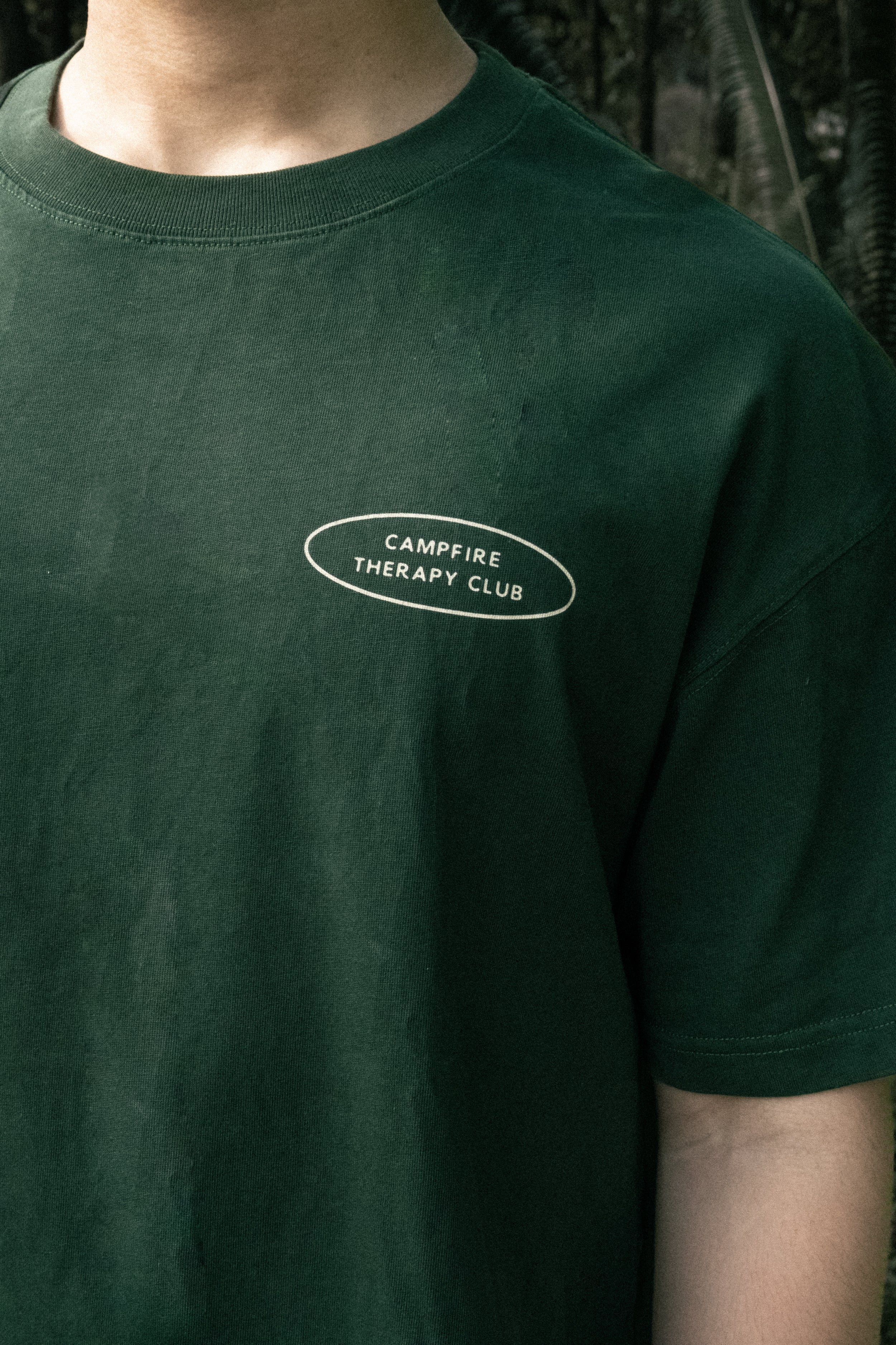 Campfire Therapy Club Oversized Shirt (Forest Green)