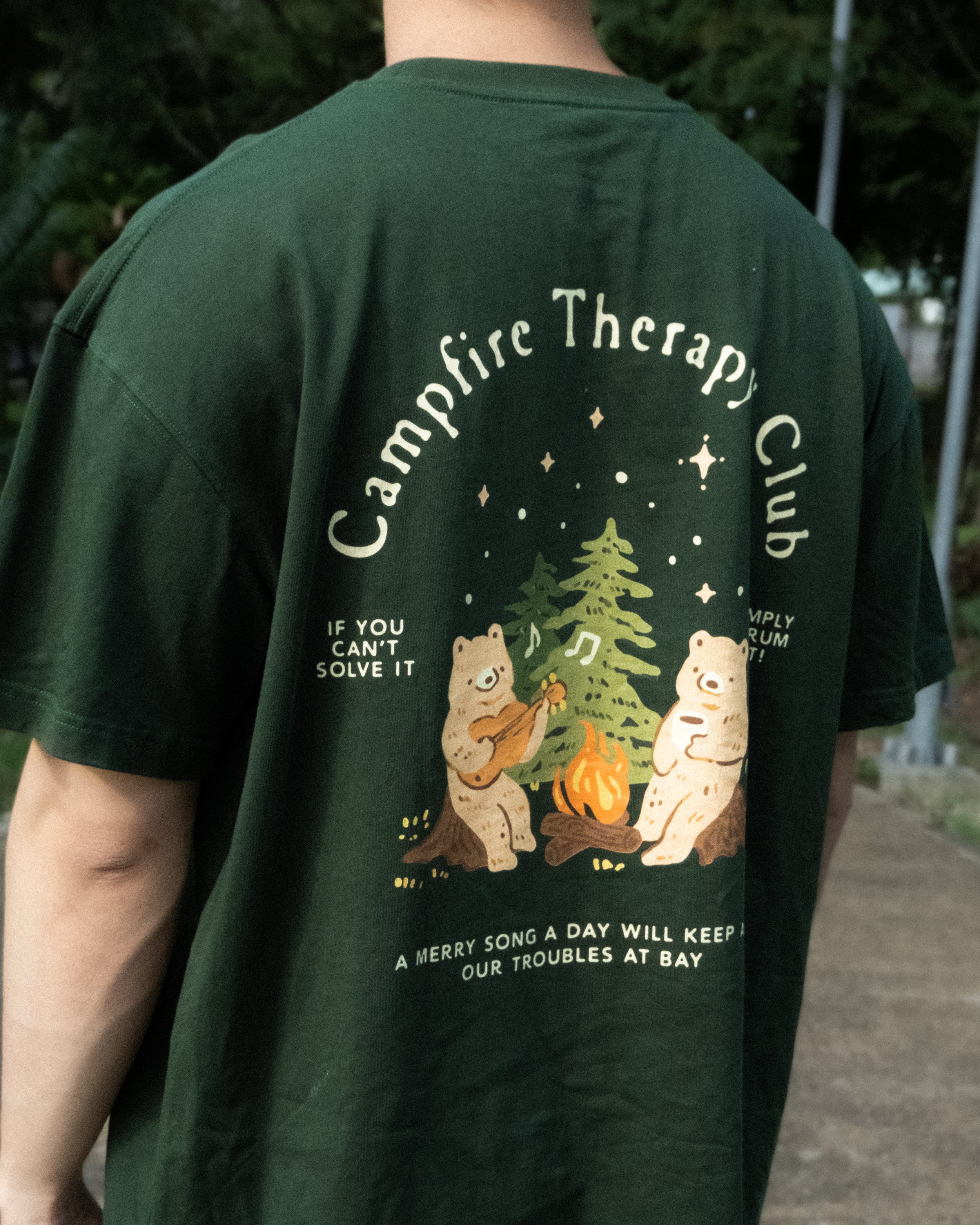 Campfire Therapy Club Oversized Shirt (Forest Green)