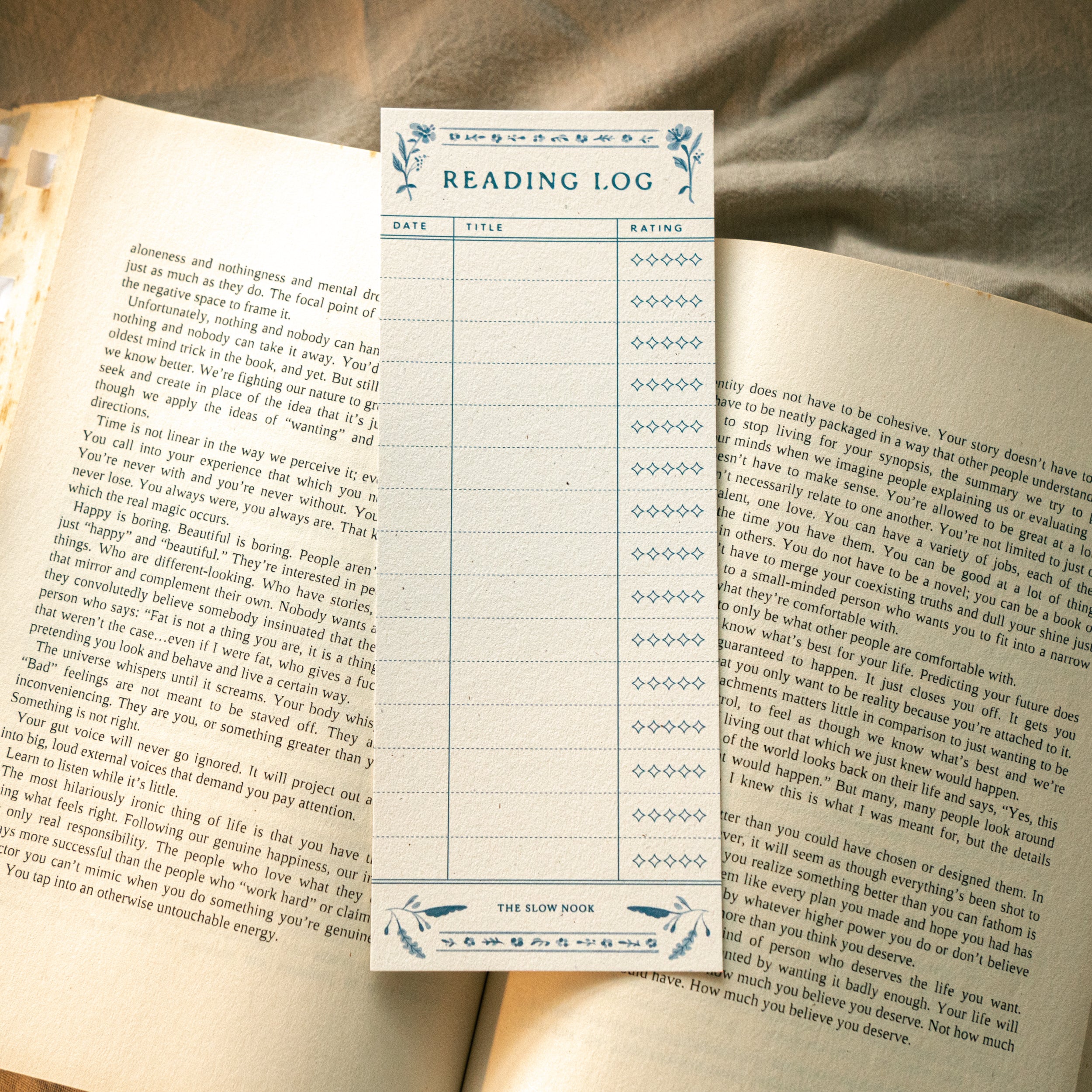 Set of 3 Reading Log Bookmark | Porcelain Blue
