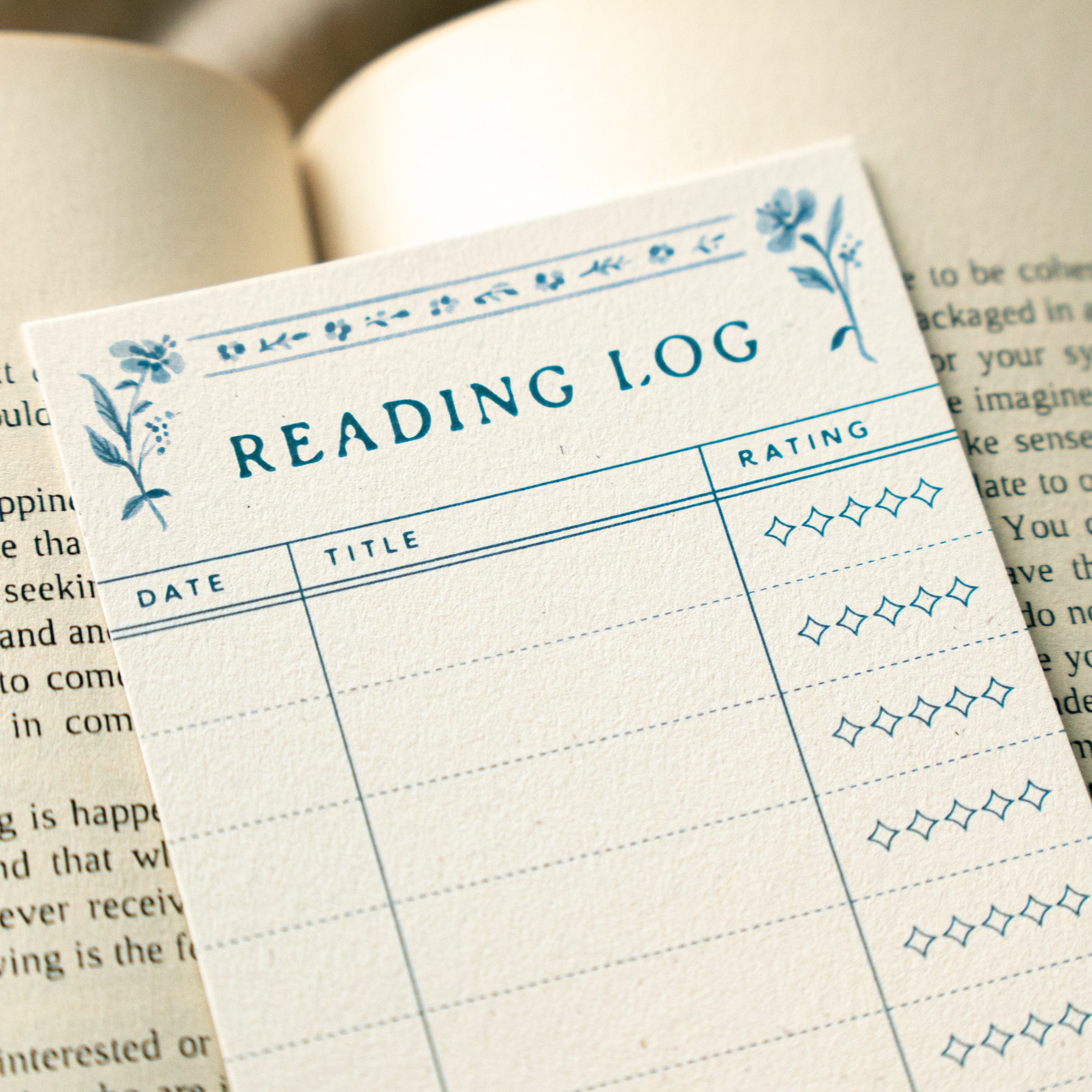 Set of 3 Reading Log Bookmark | Porcelain Blue