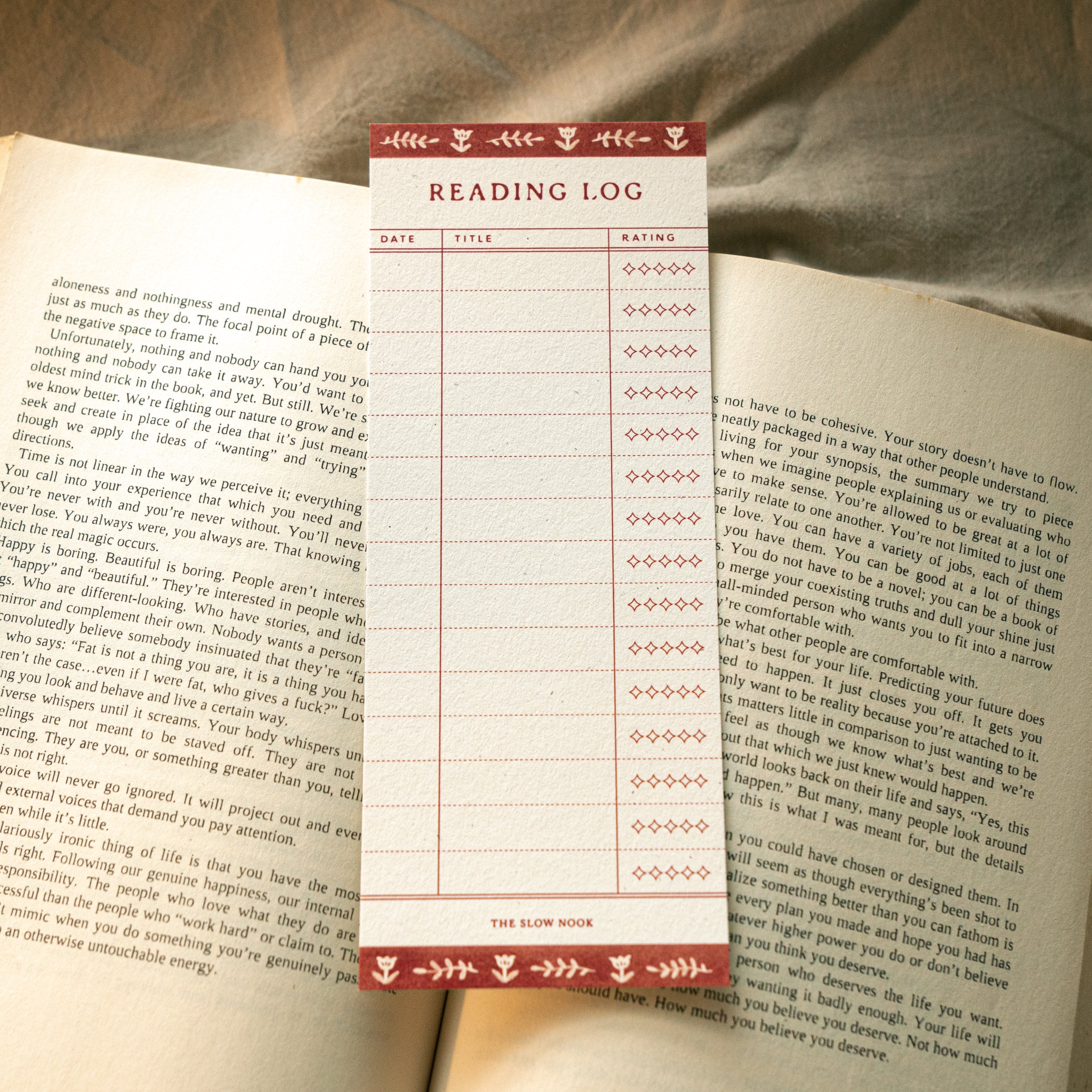 Set of 3 Reading Log Bookmark | Vintage Brown