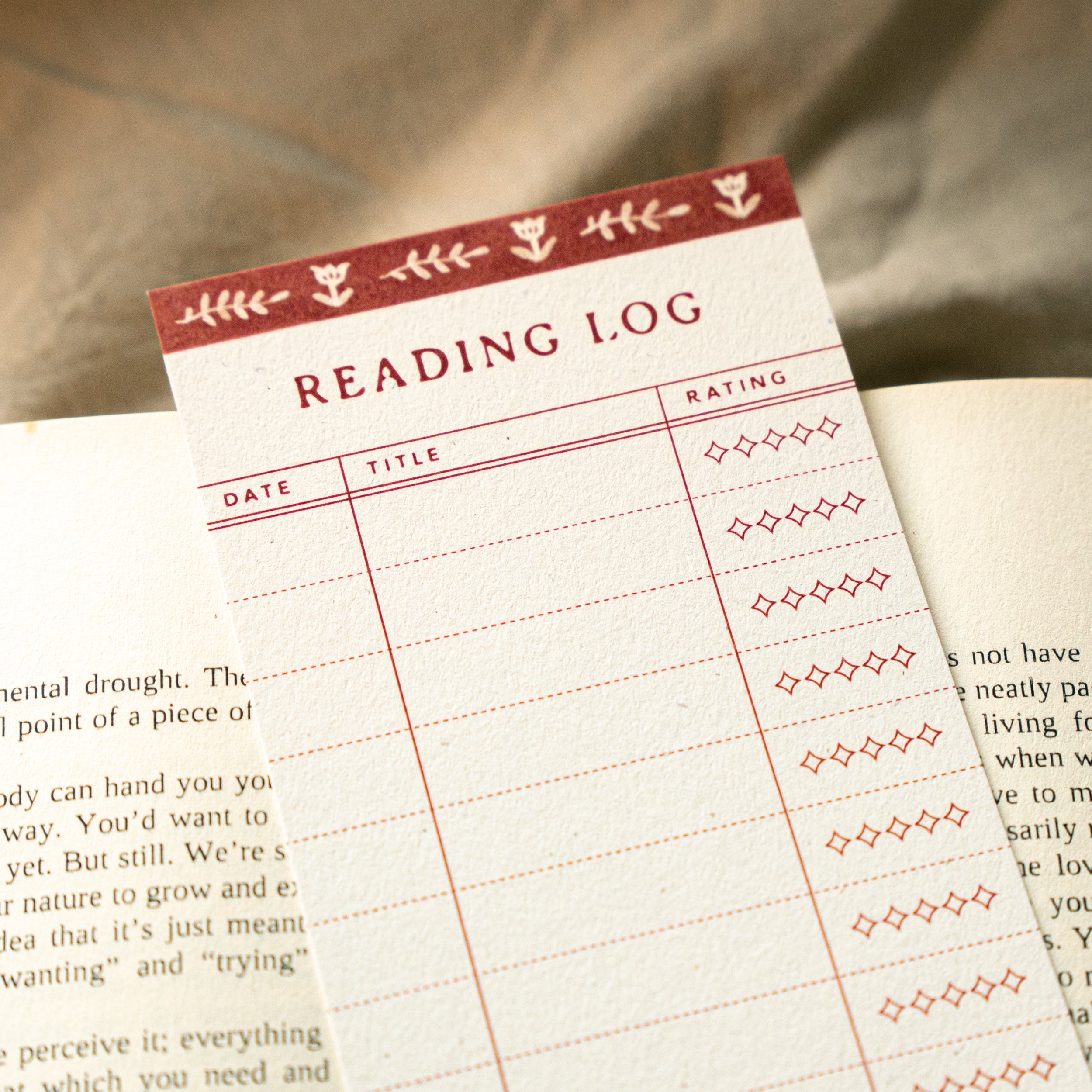 Set of 3 Reading Log Bookmark | Vintage Brown