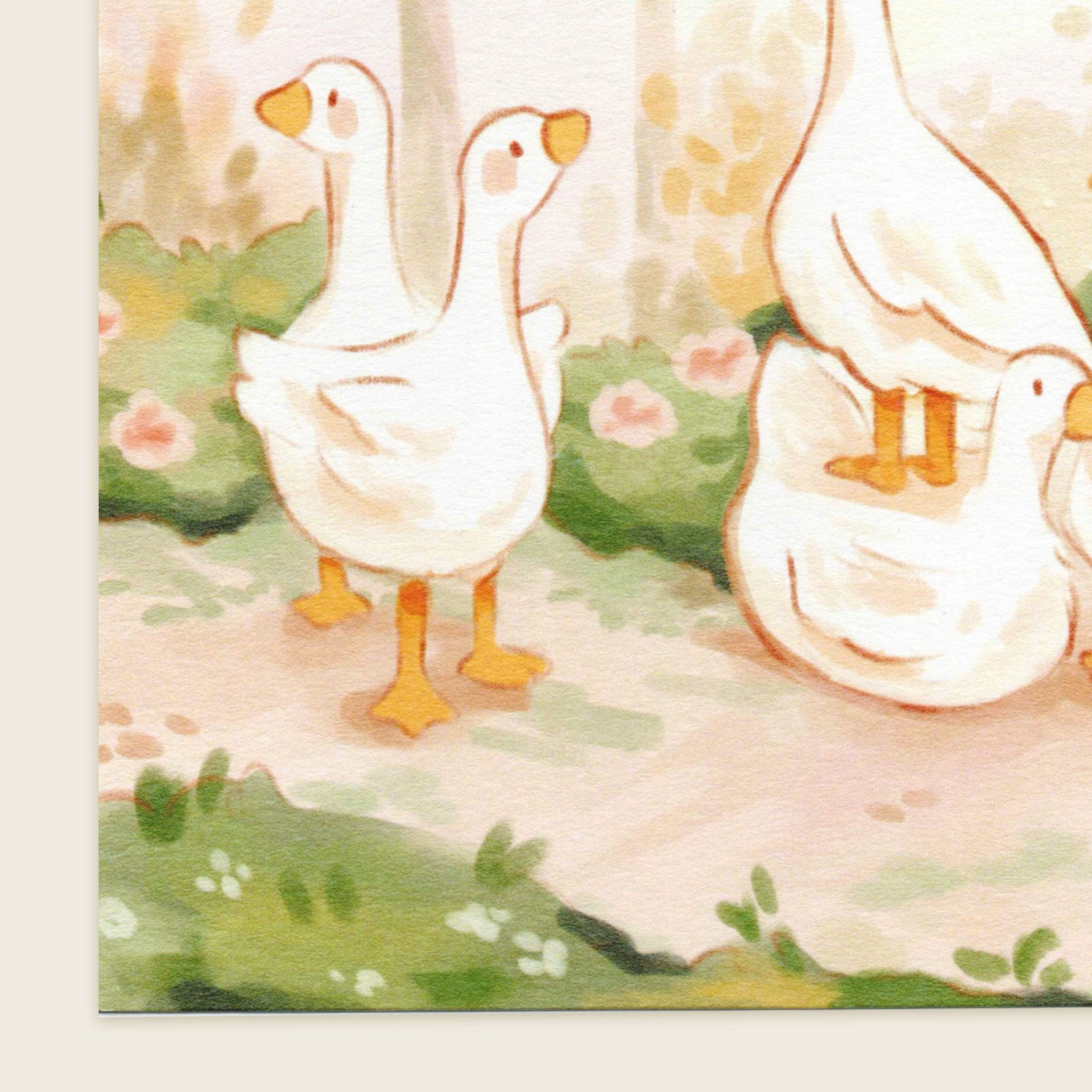 Apple-Picking Geese Art Print | 5 x 7"