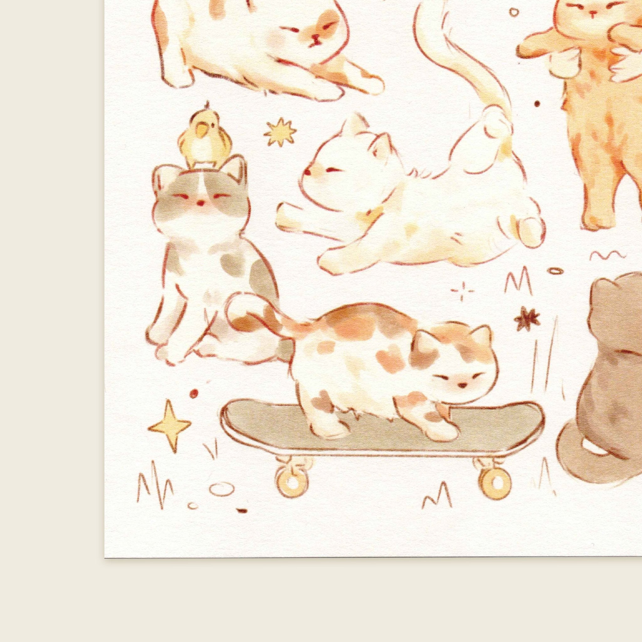 Cat Sketches Art Print | 5 x 5"