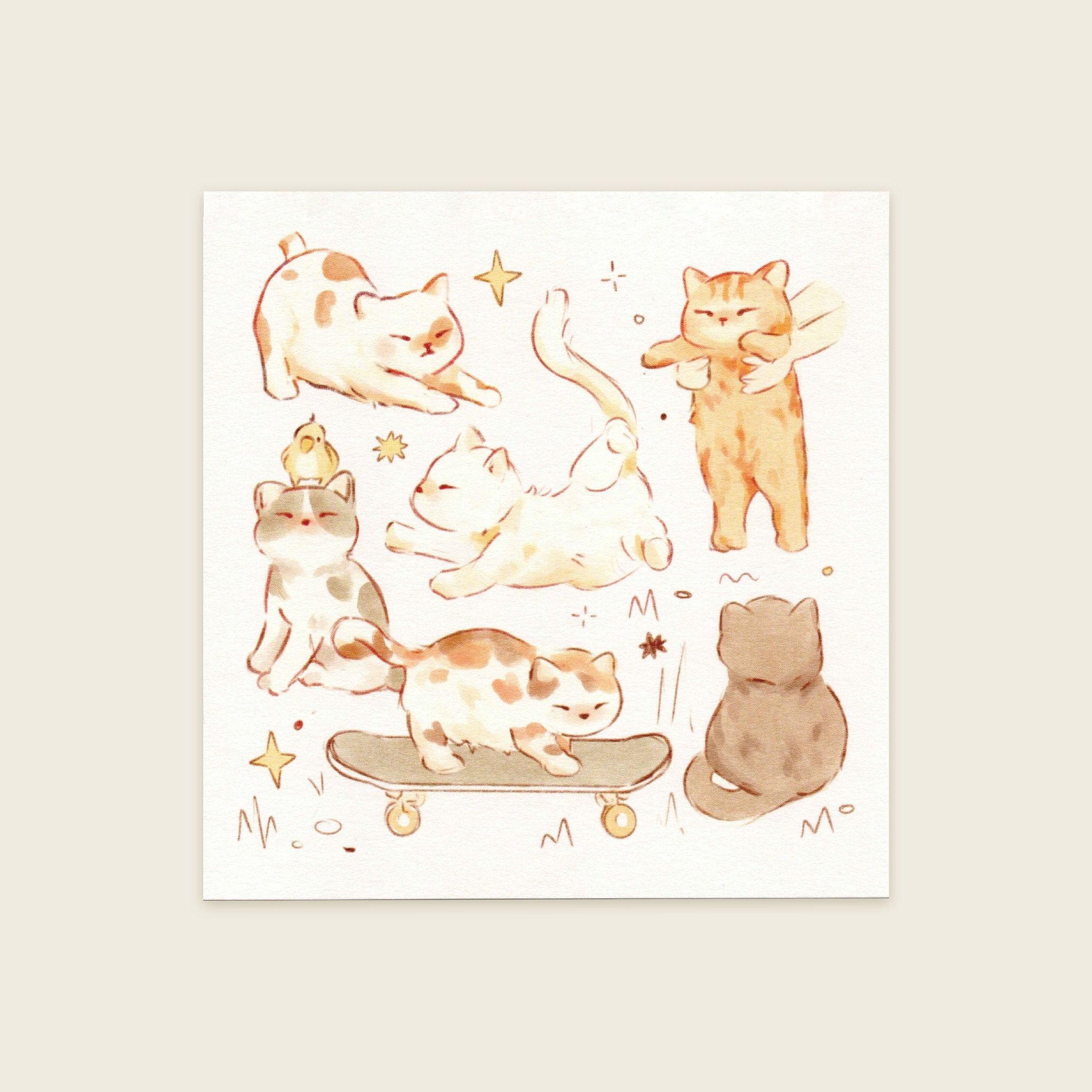 Cat Sketches Art Print | 5 x 5"