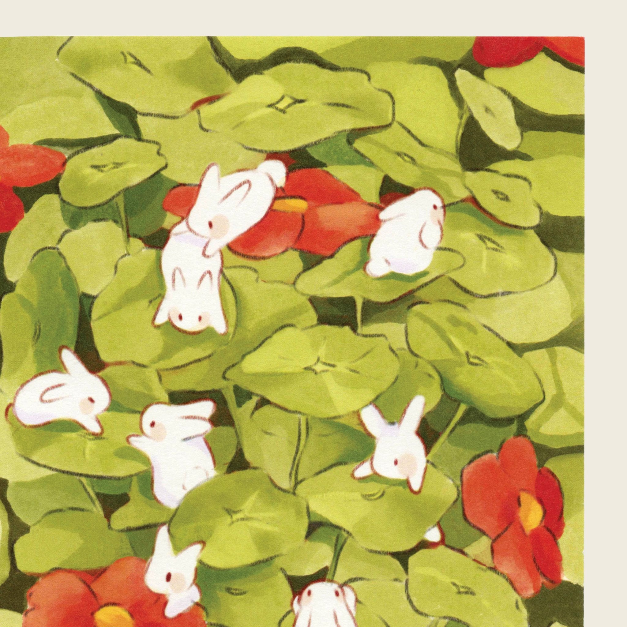 Nasturtium Bunnies Art Print | 5 x 7"