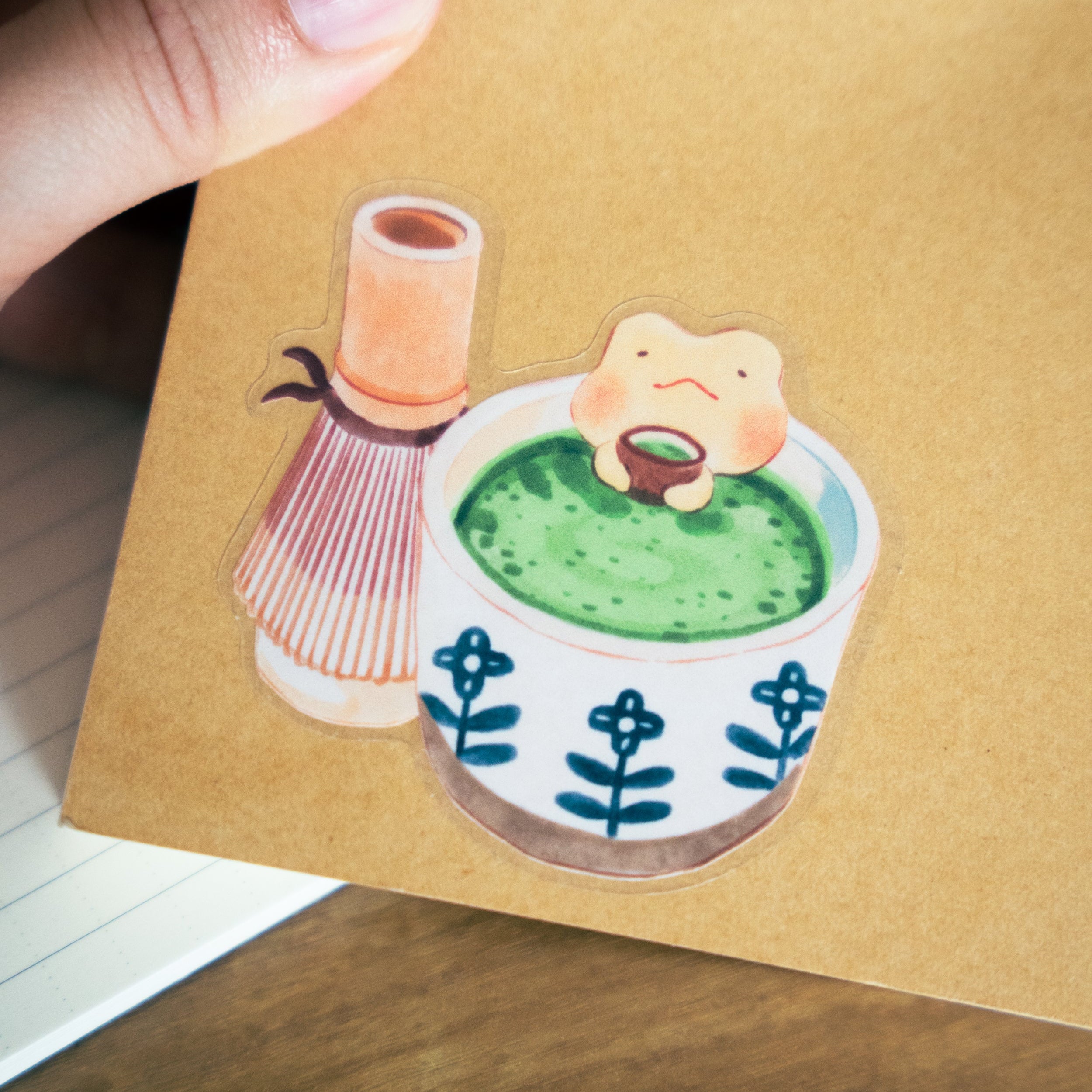 Transparent Vinyl Sticker | Matcha Frog
