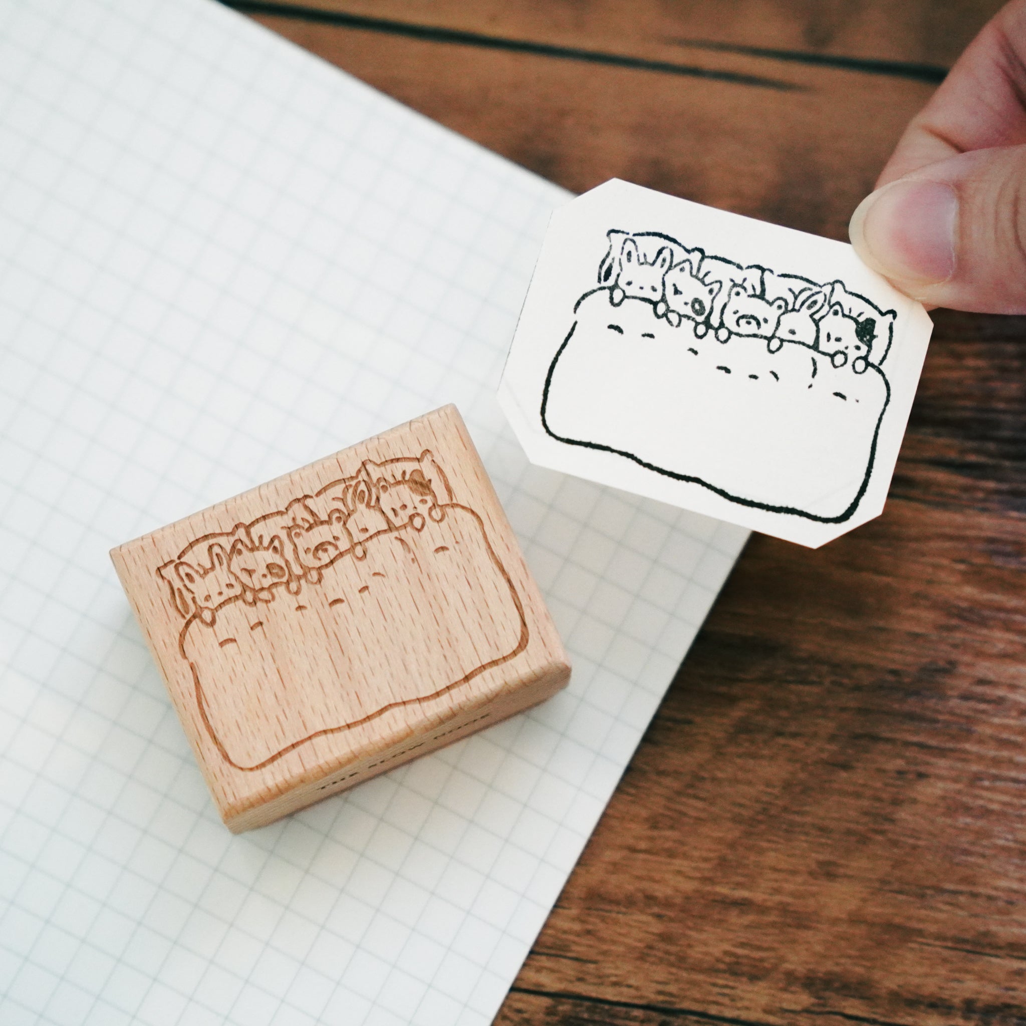 Wooden Silicone Stamp | Snuggle Party