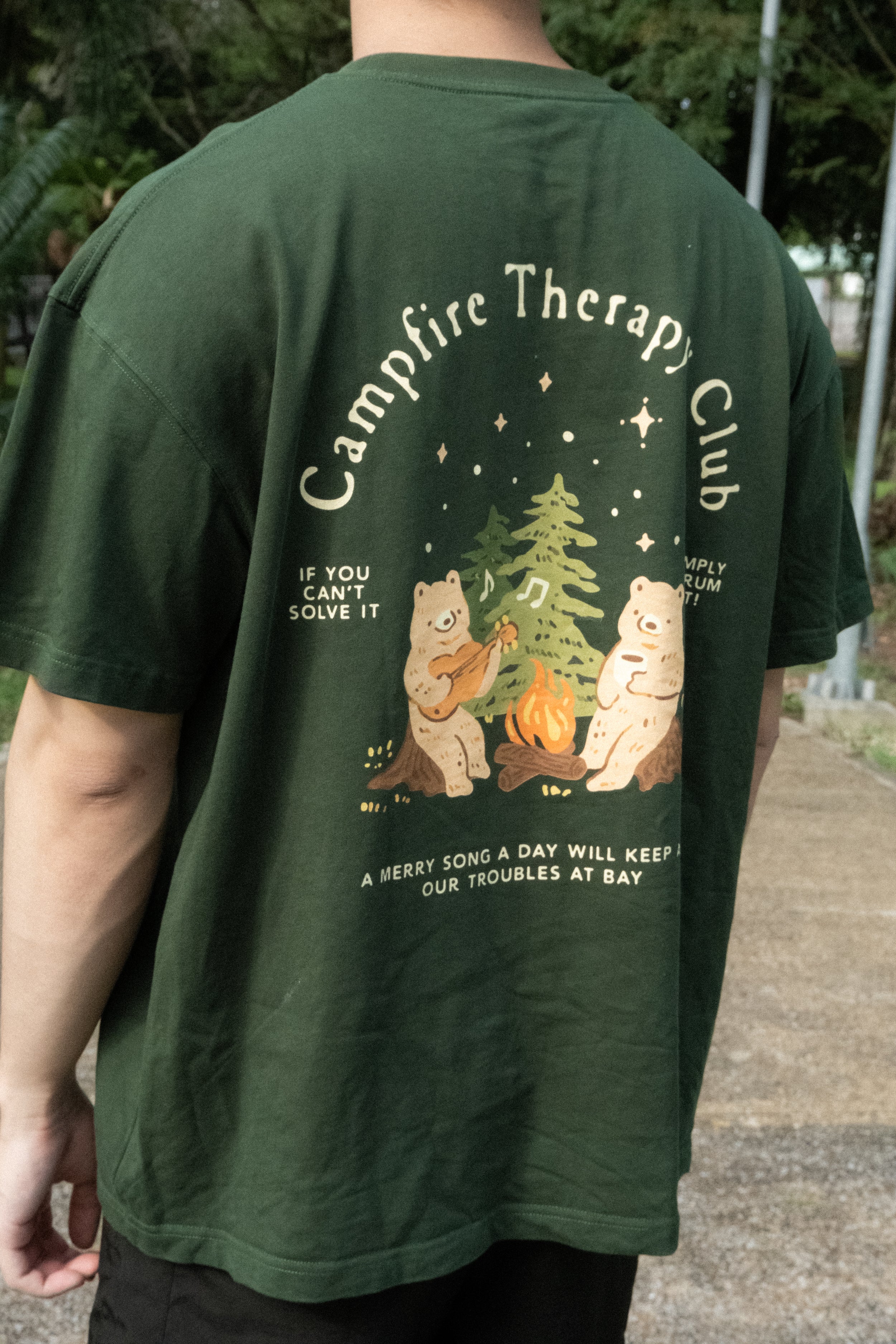 Campfire Therapy Club Oversized Shirt (Forest Green)