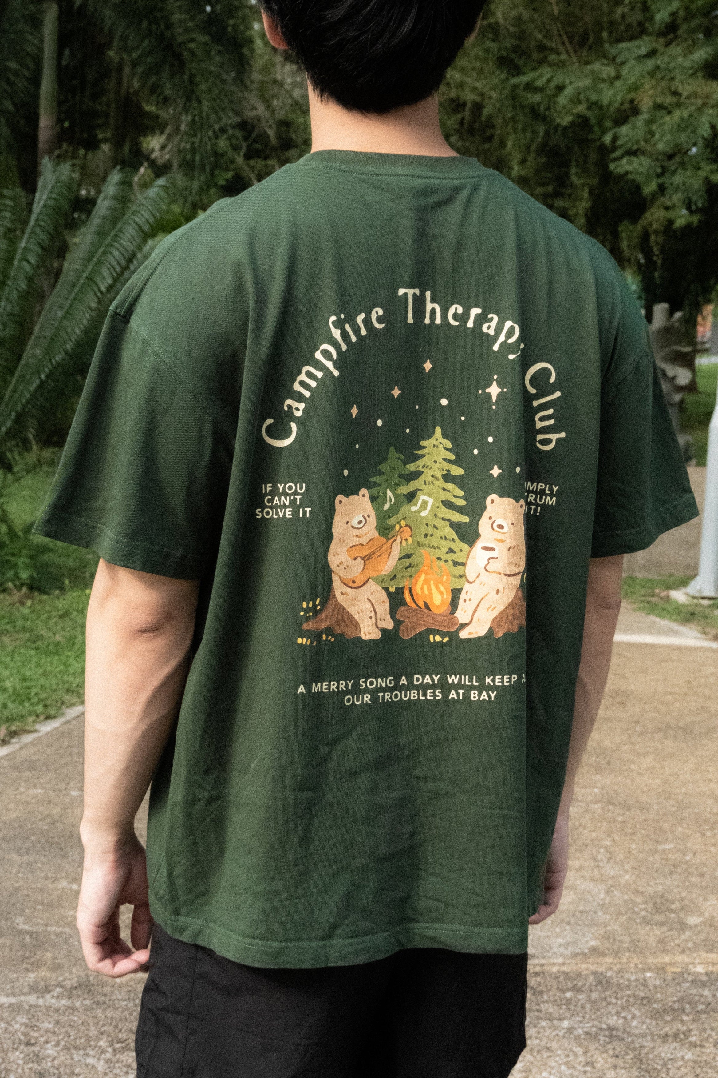 Campfire Therapy Club Oversized Shirt (Forest Green)