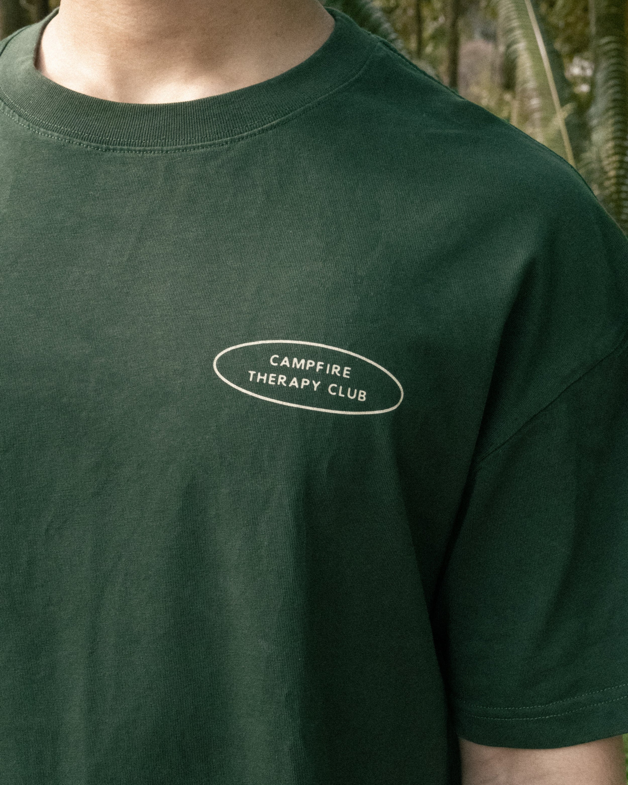 Campfire Therapy Club Oversized Shirt (Forest Green)