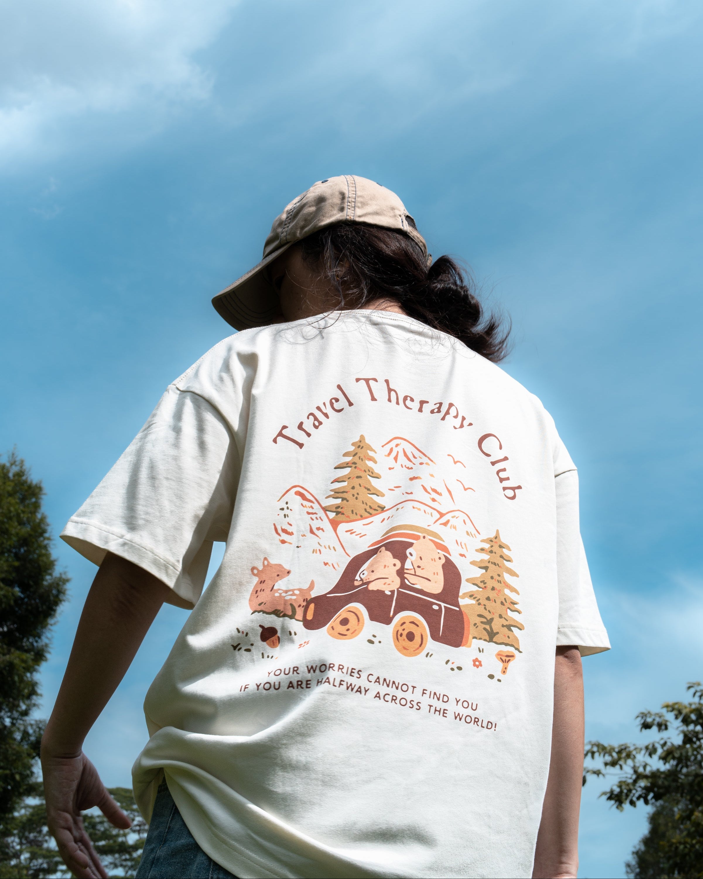 Travel Therapy Club Oversized Shirt (Sand)