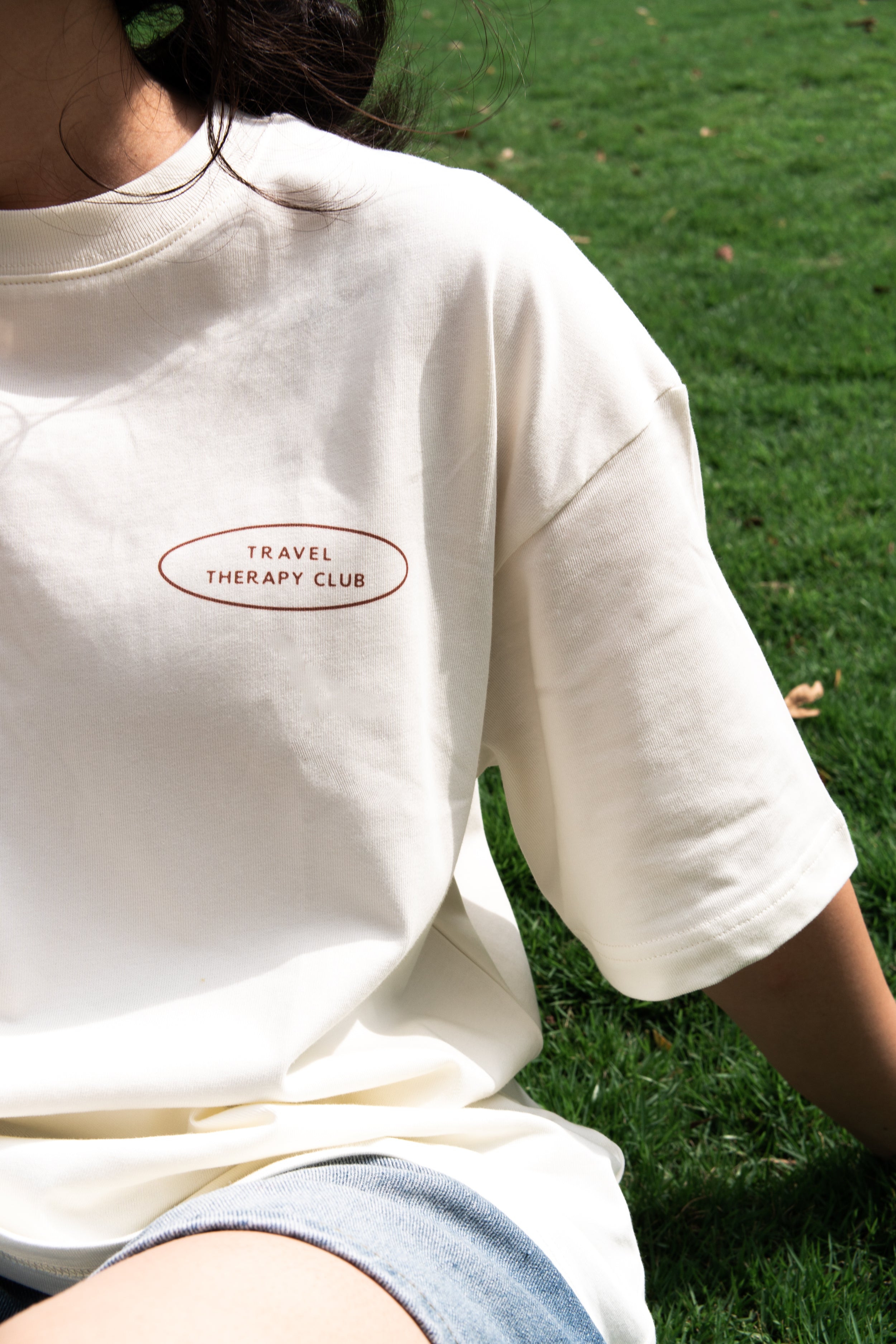 Travel Therapy Club Oversized Shirt (Sand)